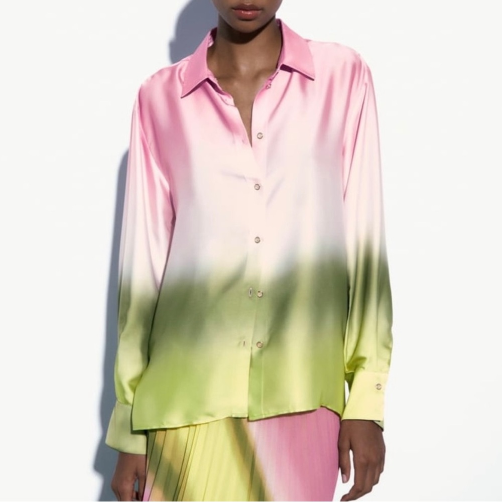 Zara satin printed shirt